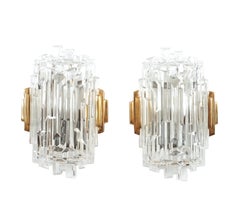 Expressive French Block Glass Sconces