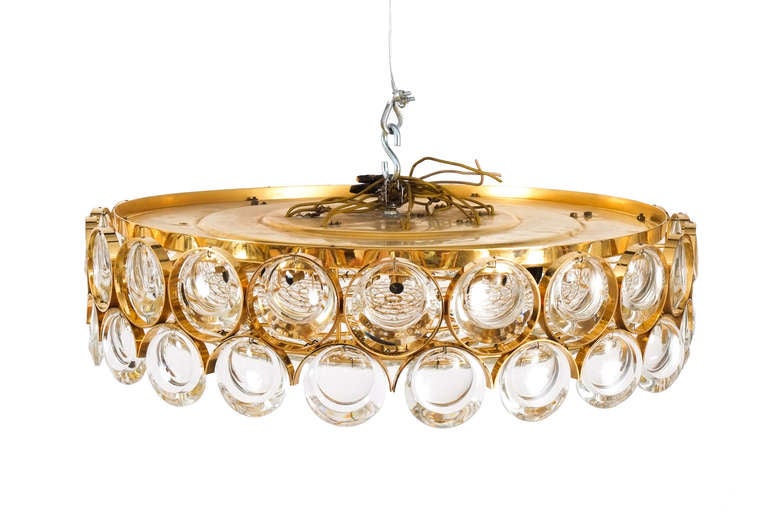Large Palwa Gilded Brass and Glass Flush Mount