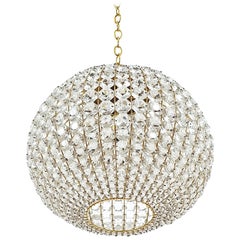 Large Ball Shaped Crystal Chandelier Lamp Austria, circa 1960