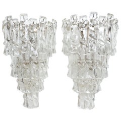 Incredible Four-Tier Murano Glass Sconces by Mazzega Italy