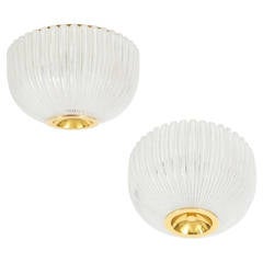 Large Majestic Pair of Limburg Glass Flush Mounts Lamps 10