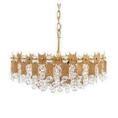 Delicate 20" Palwa Glass & Brass Chandelier 2