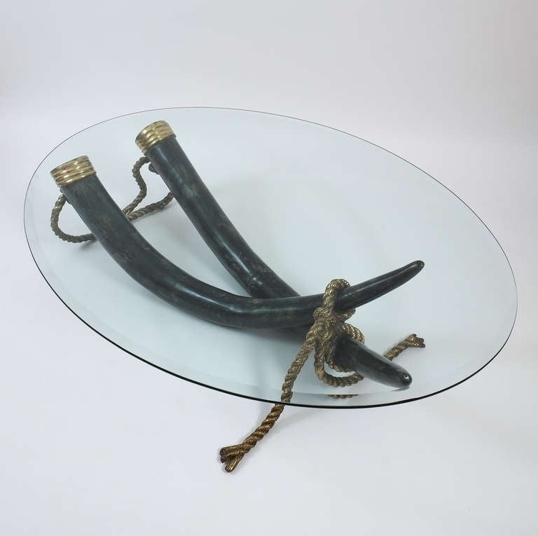 Large Bronze Brass Elephant Tusk Table Base by Italo Valenti In Good Condition In Vienna, AT
