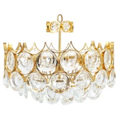 Palwa Chandeliers Gold Brass Glass Lamps Refurbished, 1960
