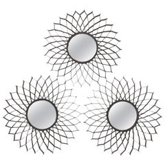 Set of Three French Iron Sun Mirrors