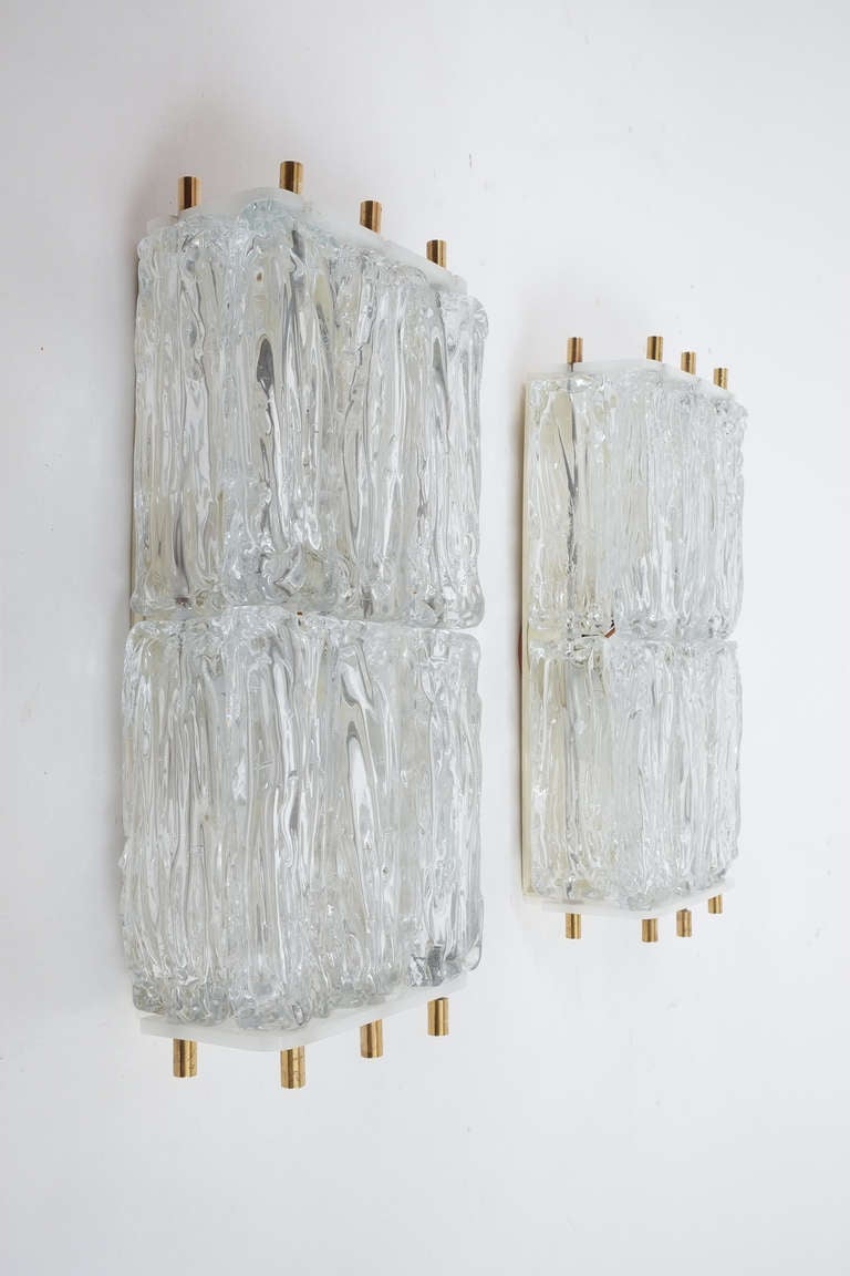 Stunning Pair of Mazzega Glass Block Sconces For Sale at 1stdibs