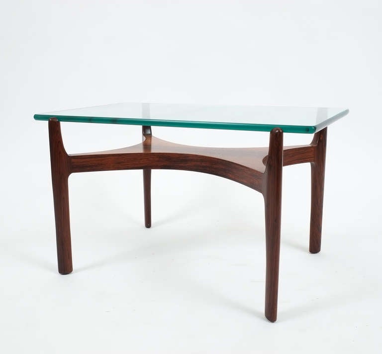 Mid-Century Modern Sven Ellekaer Petite Coffee or Side Table Teak Wood and Glass, Denmark, 1960