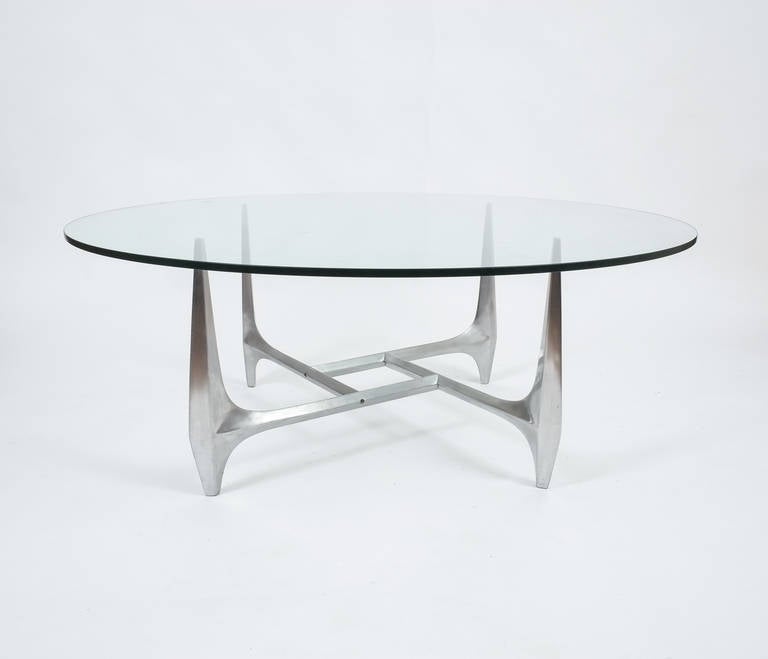 German Sculptural Aluminum Coffee Table by Knut Hesterberg