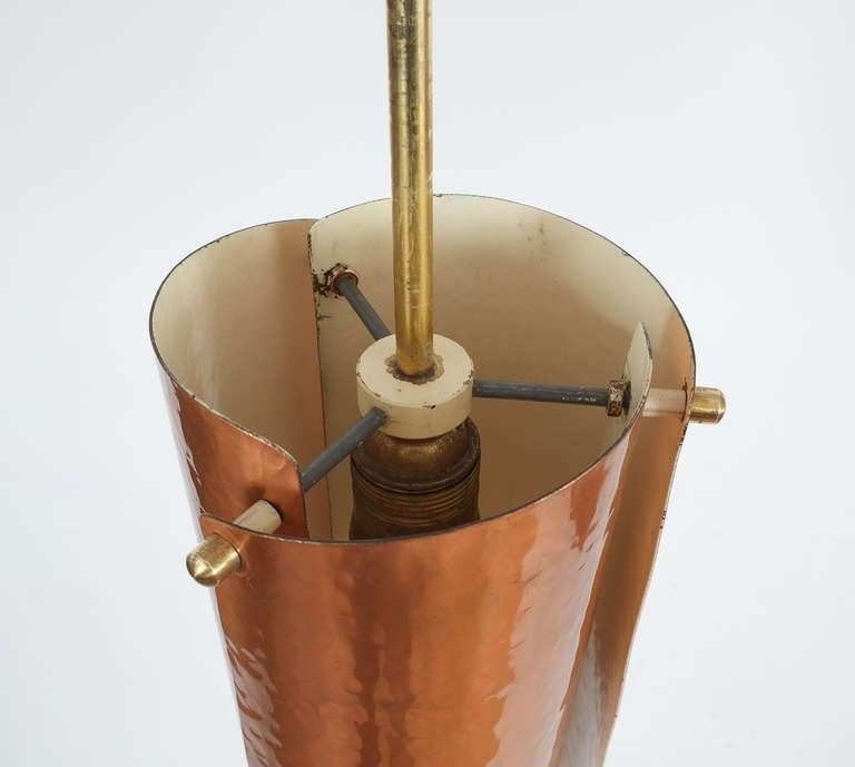 One of Three Copper and Brass Pendant Lamps, Italy, 1950 1