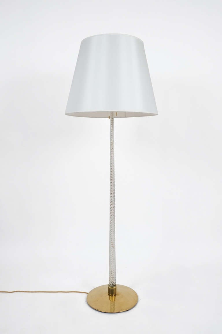 J T Kalmar Floor Lamp Twisted Unicorn Glass Rod Light Austria 1950