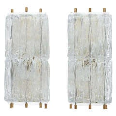 Stunning Pair of Mazzega Glass Block Sconces 9
