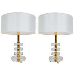 Bakalowits Round Glass Block Brass Table Lamp