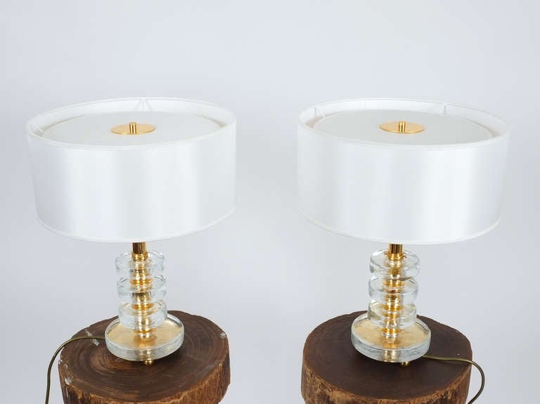 Bakalowits Round Glass Block Brass Table Lamp