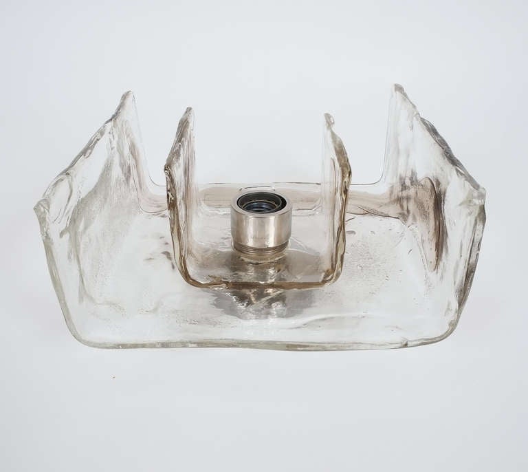 Italian Modernist Carlo Nason Murano Swirl Glass Flush Mount