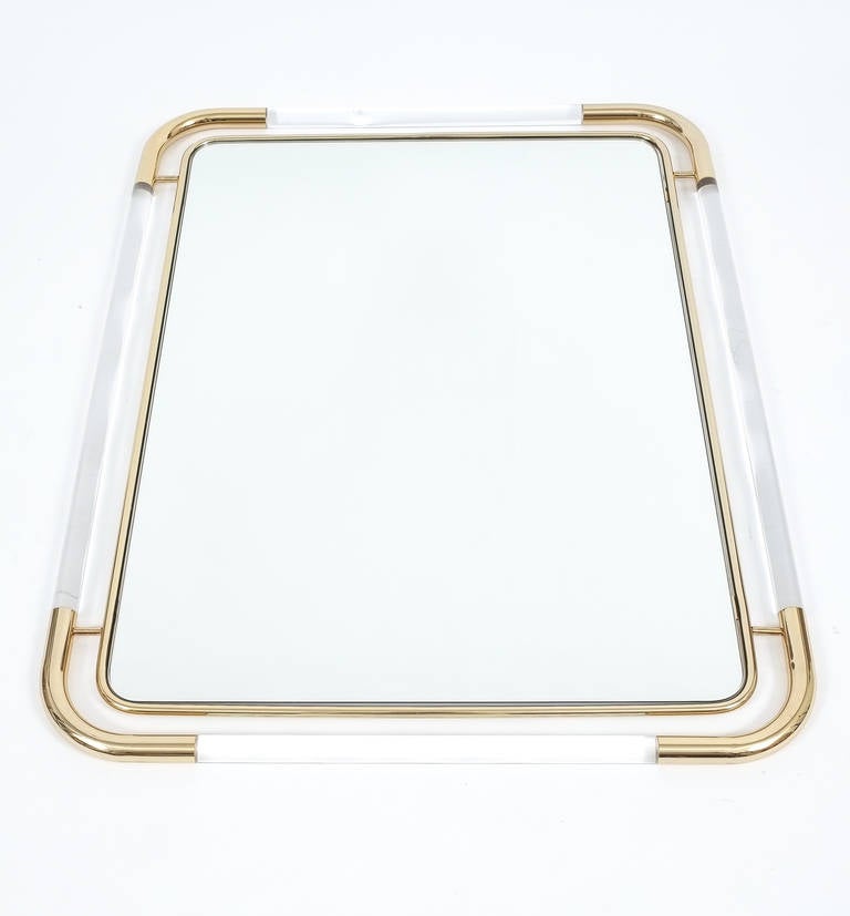 lucite and brass mirror