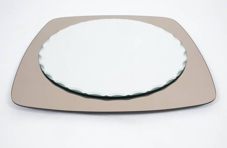 Mid-Century Modern Italian Scalloped Mirror in the Style of Fontana Arte For Sale