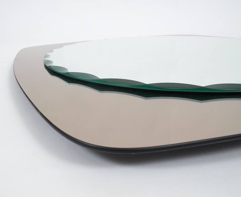 Late 20th Century Italian Scalloped Mirror in the Style of Fontana Arte For Sale