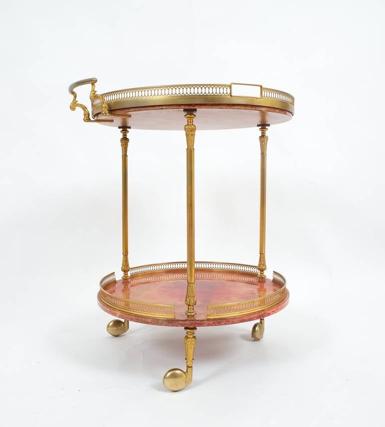 Mid-20th Century Aldo Tura Bar Cart or Side Table, circa 1960 with Removable Glass Tray For Sale