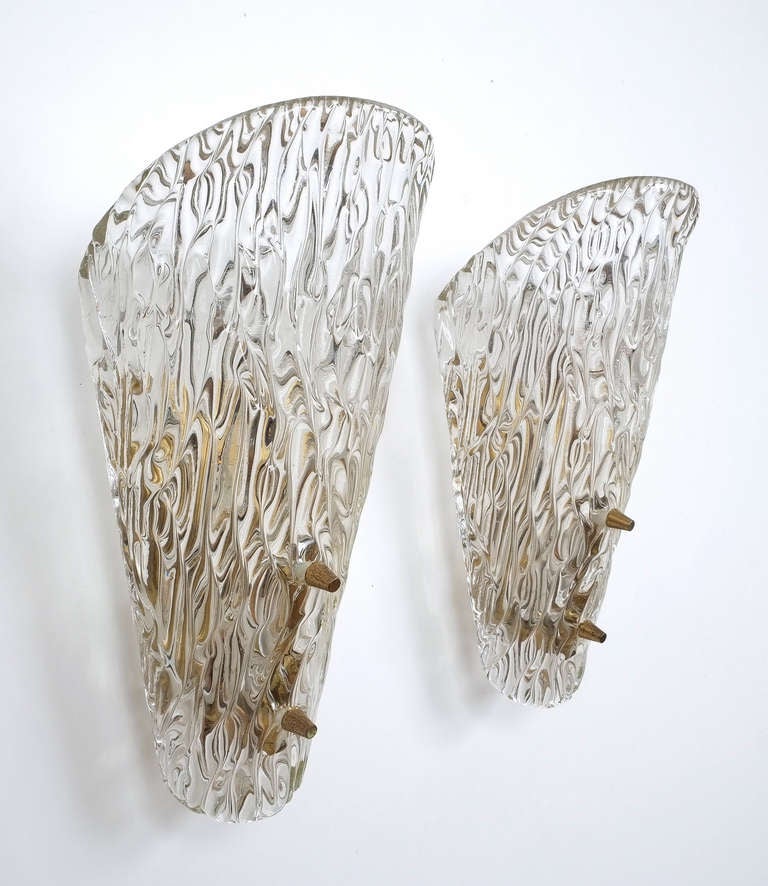 Mid-Century Modern Textured Glass Sconces by J.T Kalmar
