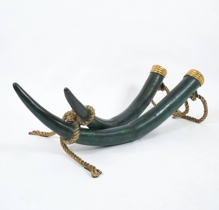Large Bronze Brass Elephant Tusk Table by Italo Valenti
