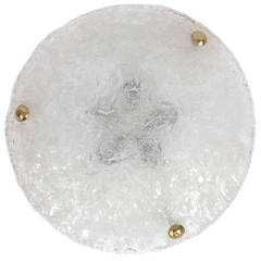 1 of 2 Large Textured Hillebrand Dome Glass Flush Mounts 4