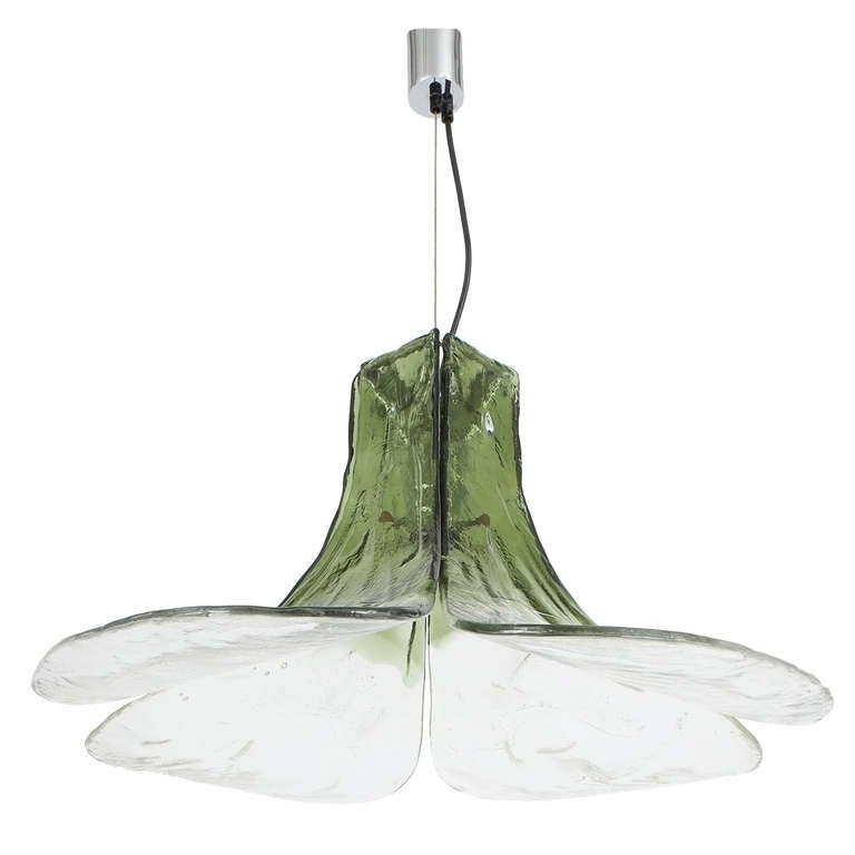 Petal Green and Clear Glass Pendant Light by Carlo Nason for Mazzega at ...
