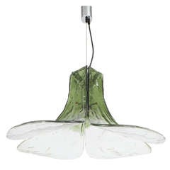 Petal Green and Clear Glass Pendant Light by Carlo Nason for Mazzega