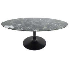 Oval Black Marble Coffee Table In The Style Of Saarinen