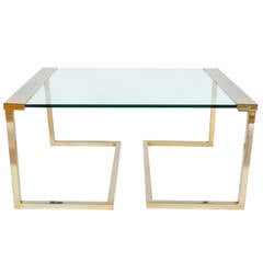Elegant Brass 
Glass Coffee Table Attrib. to Romeo Rega