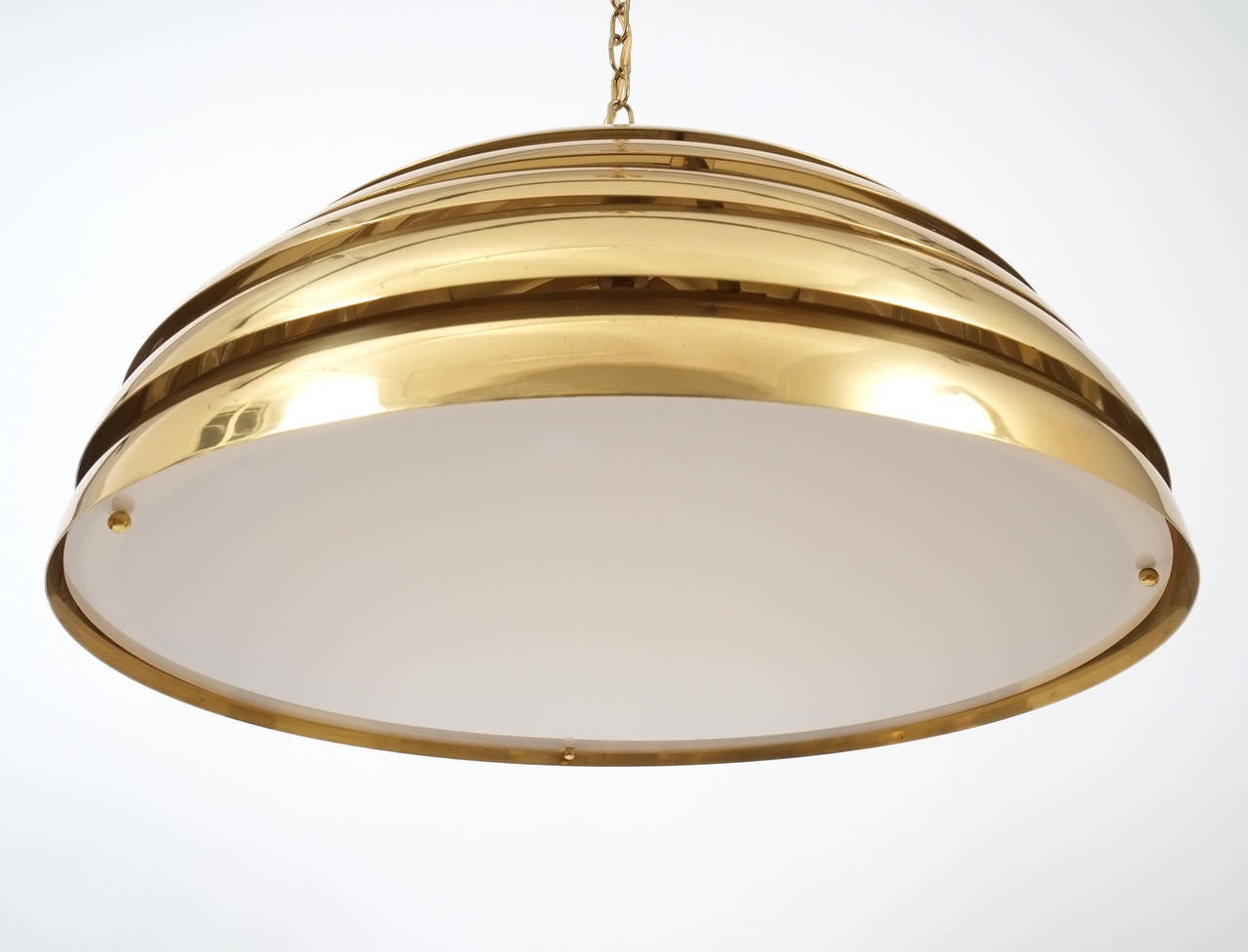 German Florian Schulz Large Behive Brass Dome Pendant Lamp Translucent Diffuser, 1960