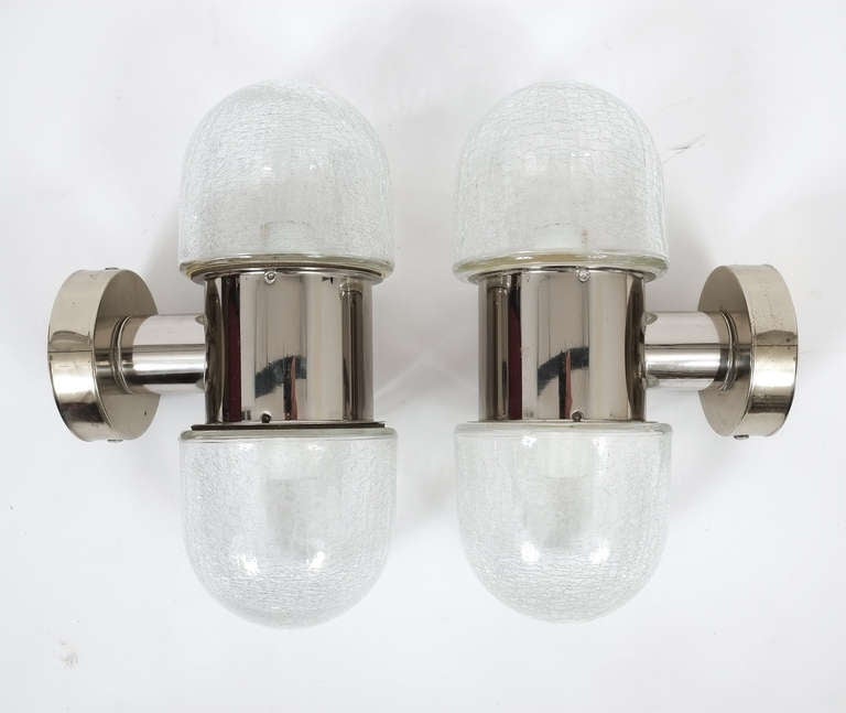 Pair Of Nautical Chrome Glass Sconces In Excellent Condition In Vienna, AT