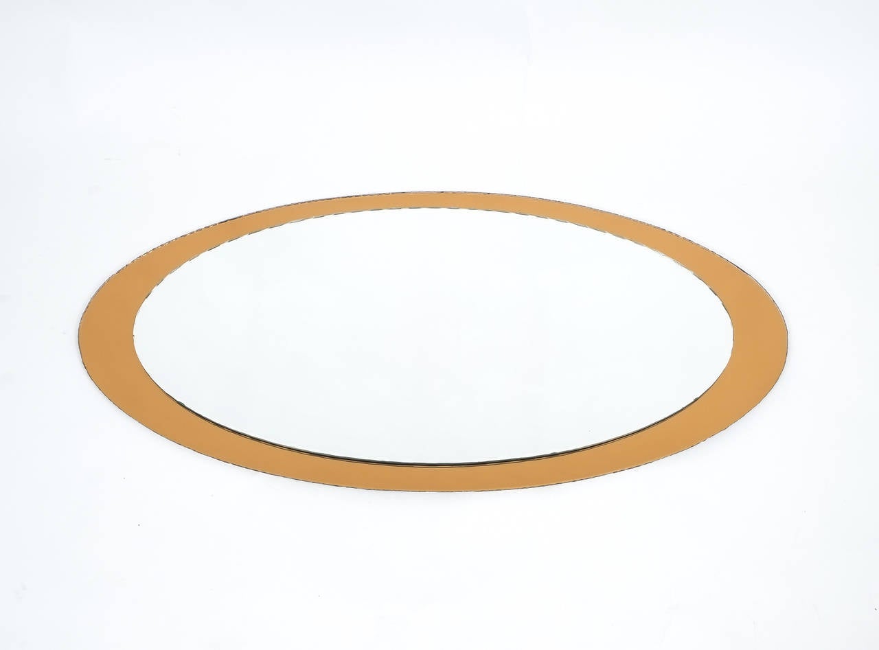 Mid-Century Modern Very Large Italian Scalloped Mirror in the Style of Fontana Arte For Sale