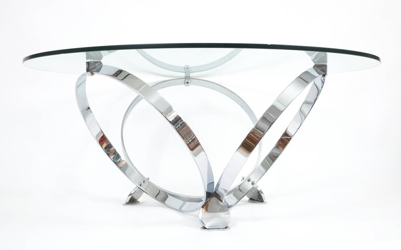 German Elegant Chrome Ring Coffee Table by Knut Hesterberg, circa 1970
