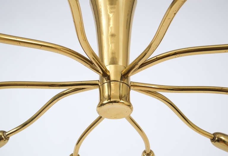 J.T Kalmar Brass Sputnik Scorpio Chandelier Ceiling Lamp Light, 1950 In Excellent Condition For Sale In Vienna, AT