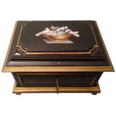 19th Century Rome, Italy Box in Ebony and Micromosaic with Gilded Bronze
