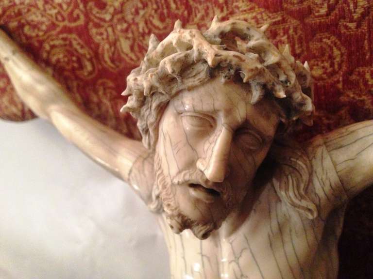 18th French  Christ In Ivory standing head height 45cm.