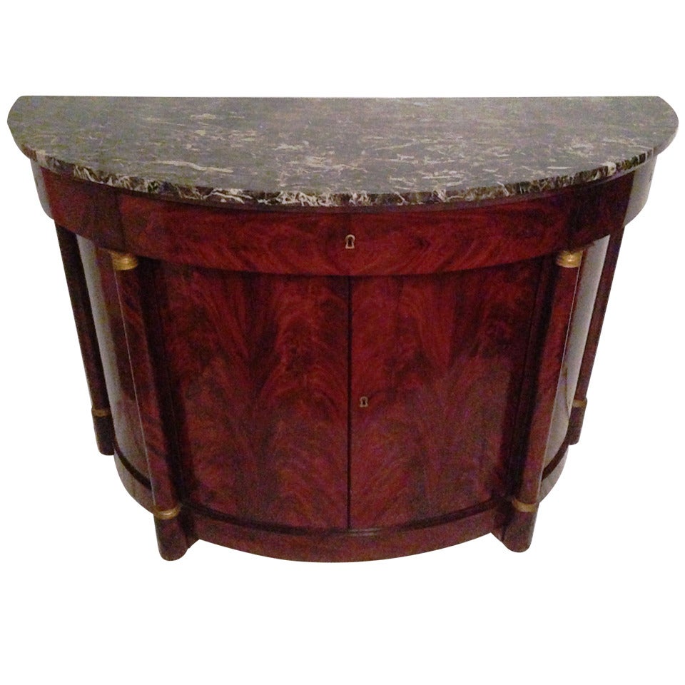19th French Half-Moon Empire Buffet In Mahogany Flame For Sale