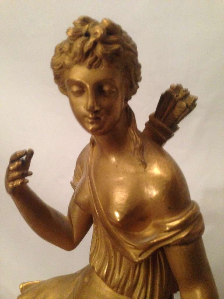 19th Century French Empire Clock in Bronze Gold