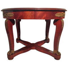 19th French Extendable Dining Table Empire With Gilt Bronze And Bronze Lions Paws