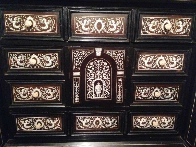 Napoleon III 19th French Cabinet Work In Ebony And Inlaid With Ivory