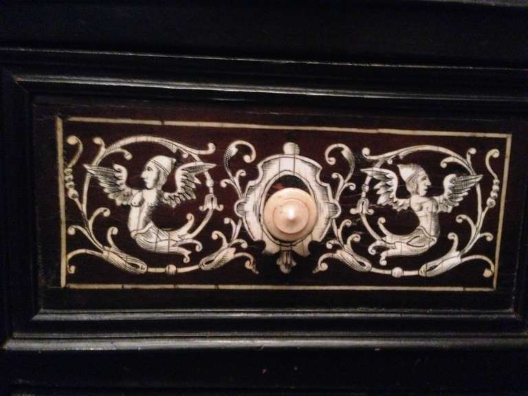 19th Century 19th French Cabinet Work In Ebony And Inlaid With Ivory