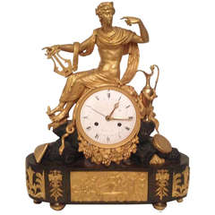 18th Century French Louis XVI Bronze Gold Clock with Calendar