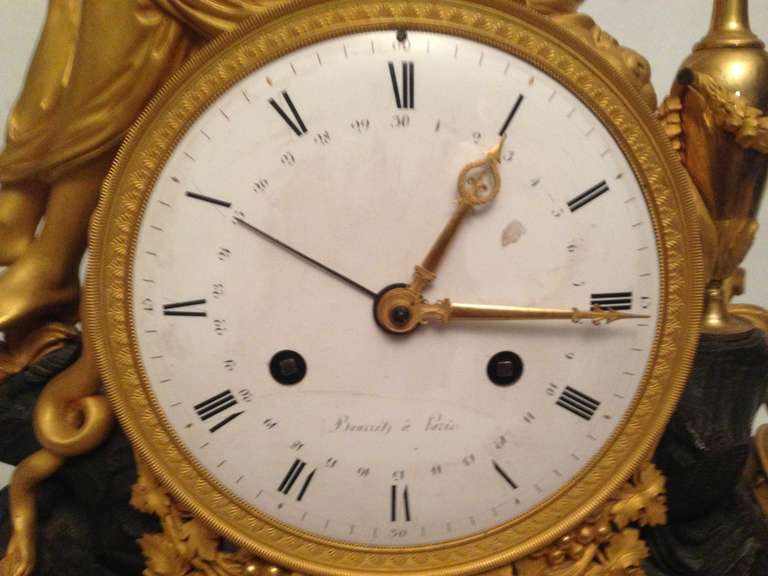 18th Century French Louis XVI Bronze Gold Clock with Calendar