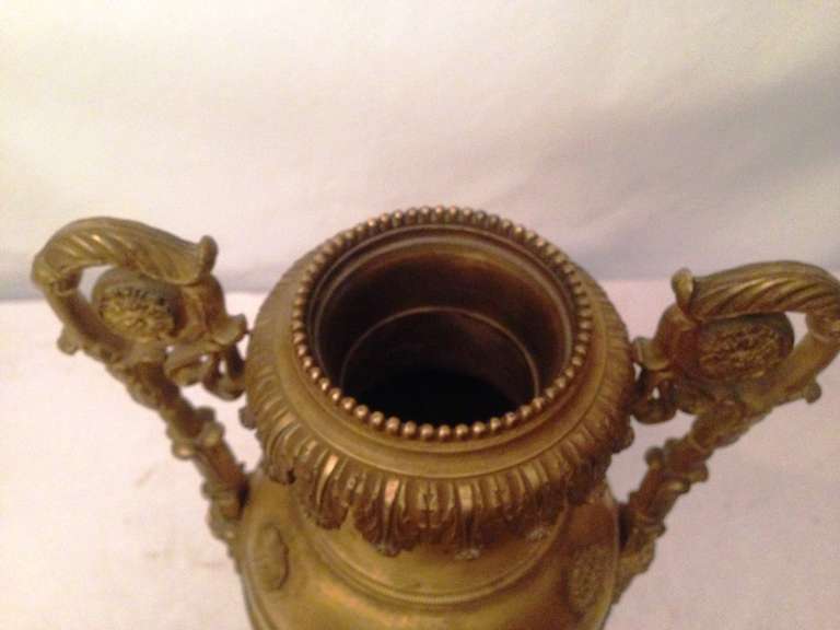 19th Century French Pair of Bronze Gold Vases Charles X Period For Sale 6