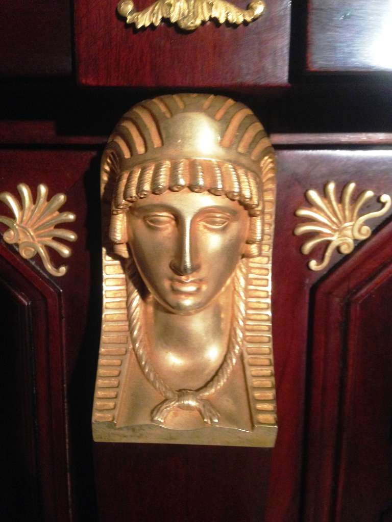 19th Century French Buffet in Feather Mahogany of the Return of Egypt with Gilded Bronze 2