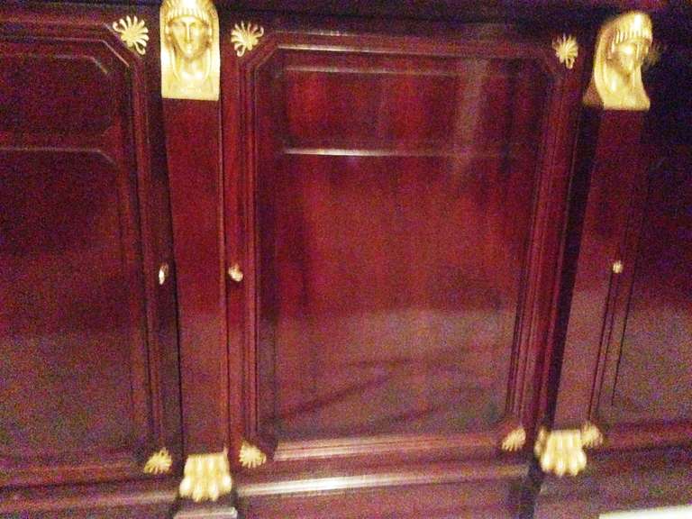 19th Century French Buffet in Feather Mahogany of the Return of Egypt with Gilded Bronze 5