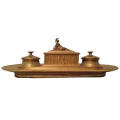19th Century French Gilded Bronze Inkwell in Napoleon III Period