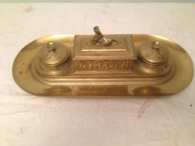 19th Century French Gilded Bronze Inkwell in Napoleon III Period In Good Condition For Sale In Paris, FR