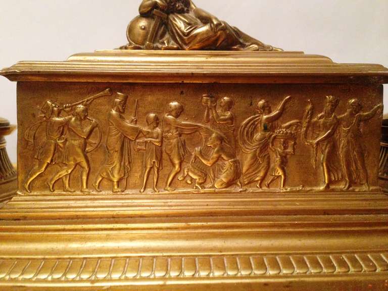 19th Century French Gilded Bronze Inkwell in Napoleon III Period For Sale 3
