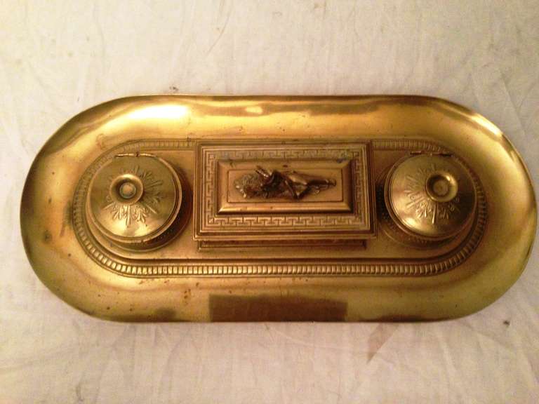 19th Century French Gilded Bronze Inkwell in Napoleon III Period For Sale 6